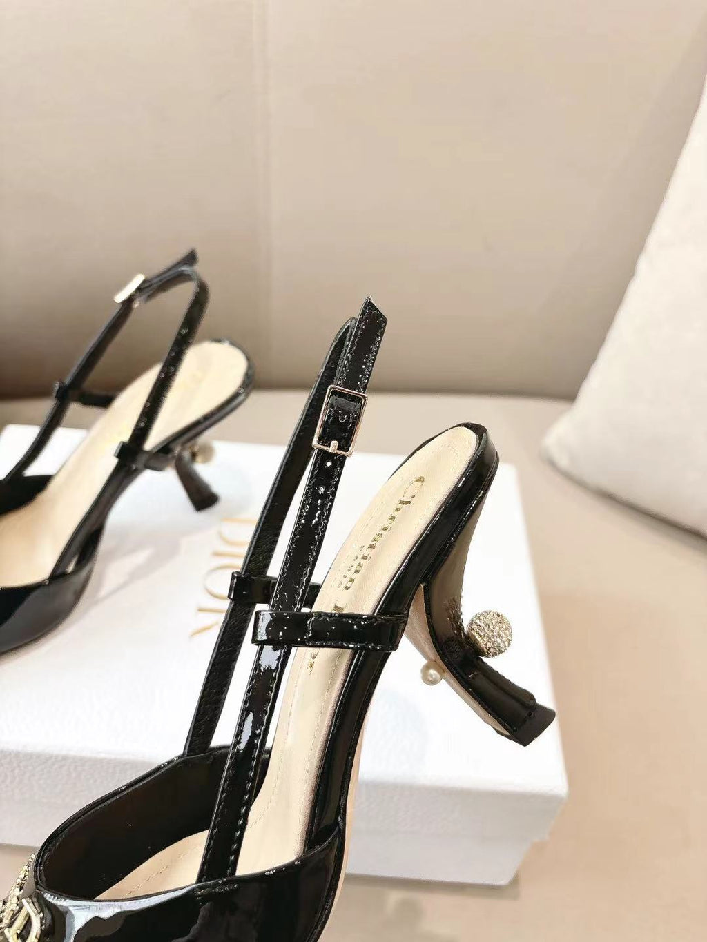 DIOR MY DD SLINGBACK PUMP 85MM IN BLACK CALFSKIN