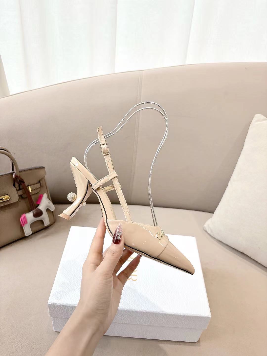 DIOR MY DD SLINGBACK PUMP 85MM IN BEIGE CALFSKIN