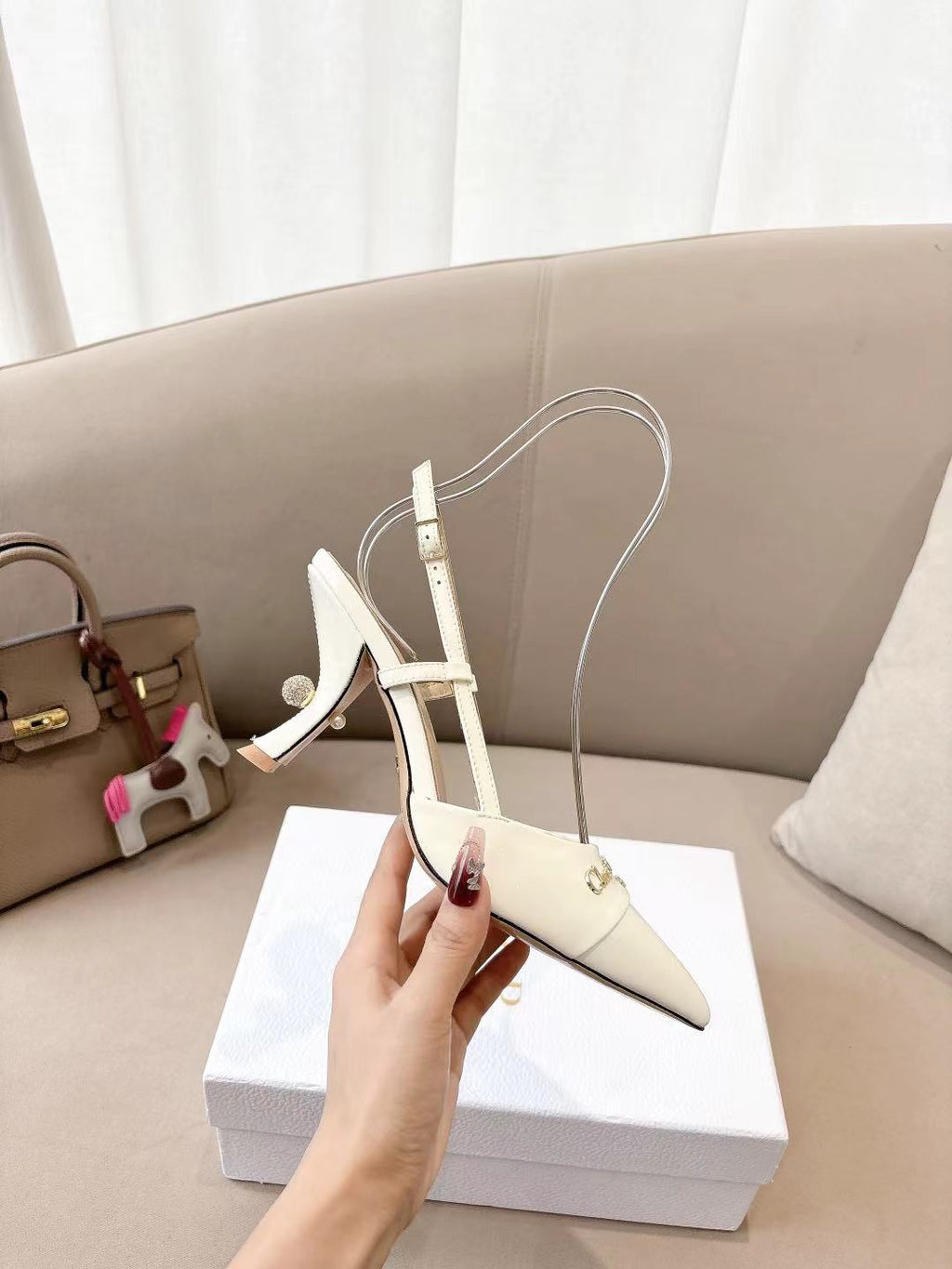 DIOR MY DD SLINGBACK PUMP 85MM IN WHITE CALFSKIN