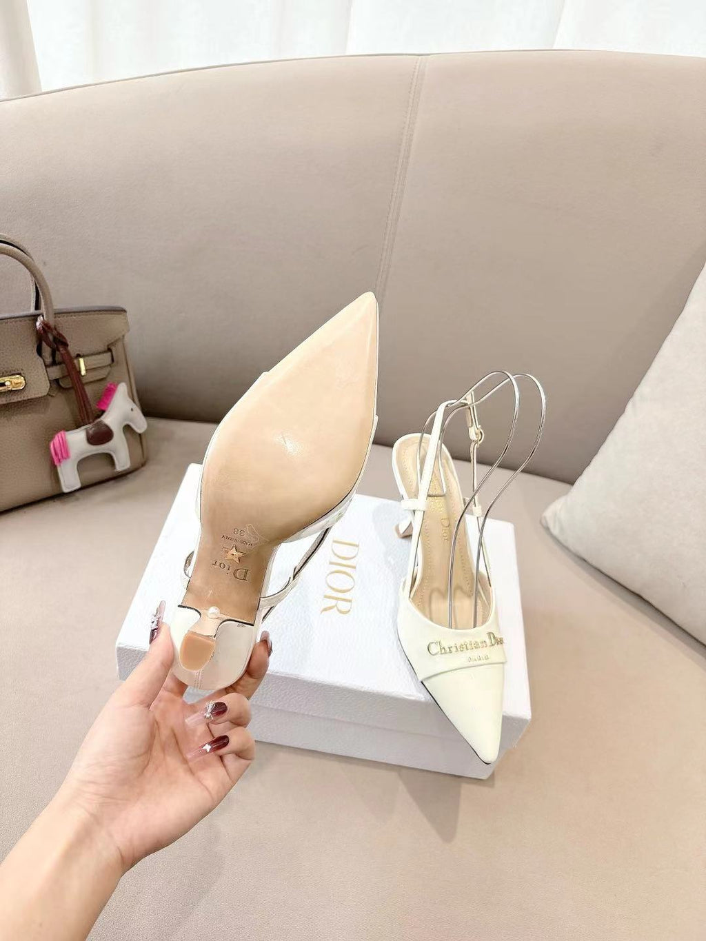 DIOR MY DD SLINGBACK PUMP 85MM IN WHITE CALFSKIN