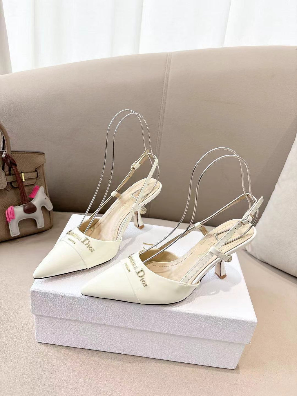 DIOR MY DD SLINGBACK PUMP 85MM IN WHITE CALFSKIN