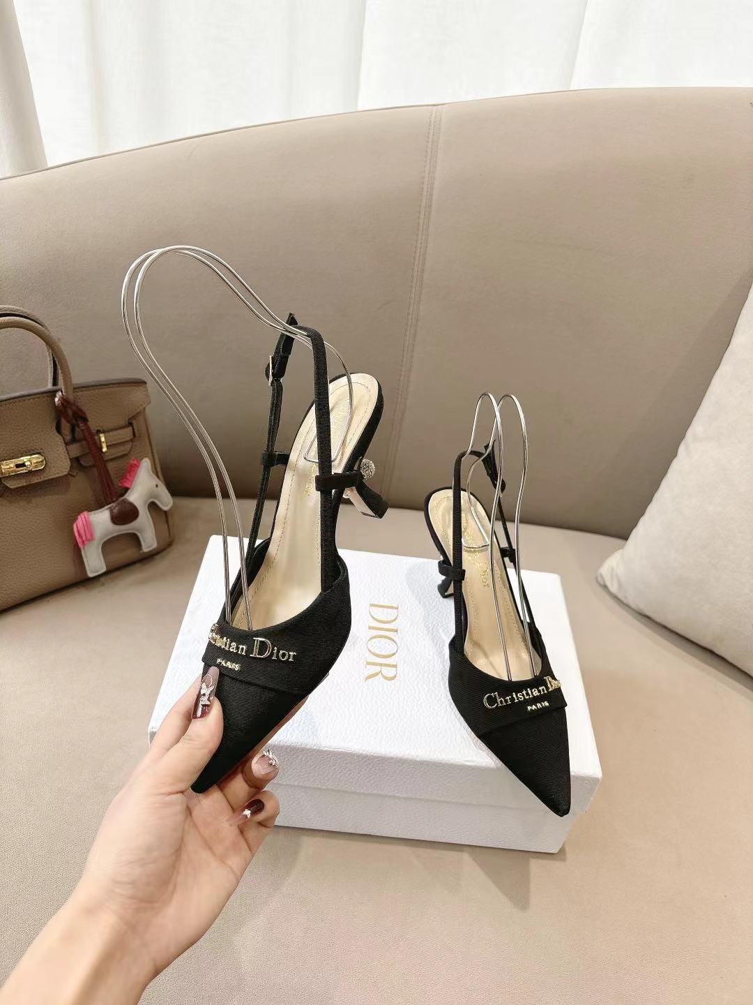 DIOR MY DD SLINGBACK PUMP 85MM IN BLACK DENIM