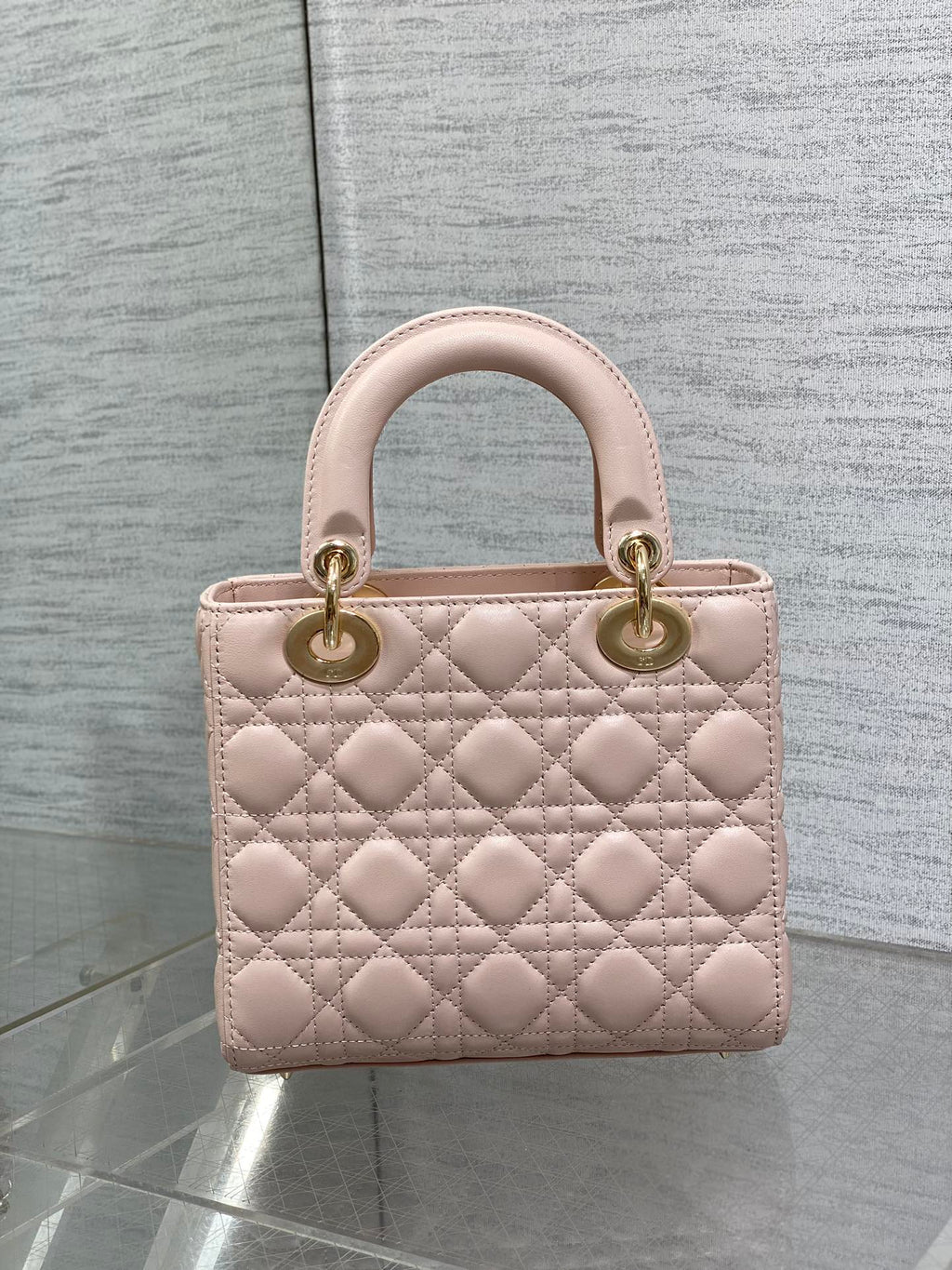 DIOR LADY MINI BAG 20 IN LIGHT PINK LAMBSKIN