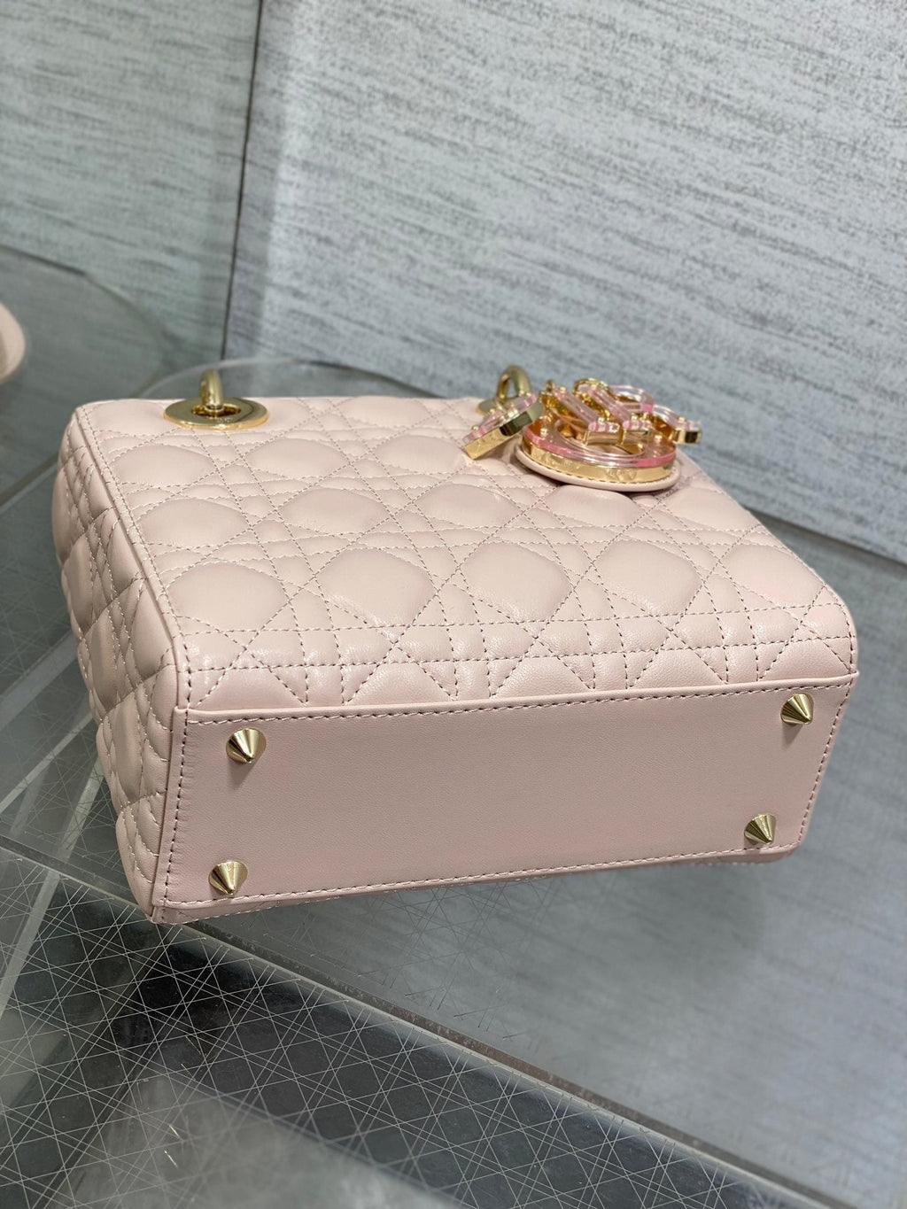 DIOR LADY MINI BAG 20 IN LIGHT PINK LAMBSKIN