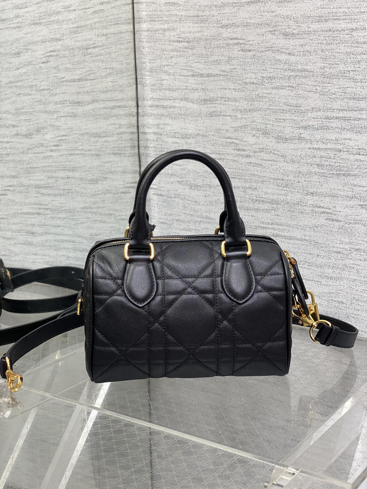 DIOR GROOVE MINI 20 BAG IN BLACK LAMBSKIN