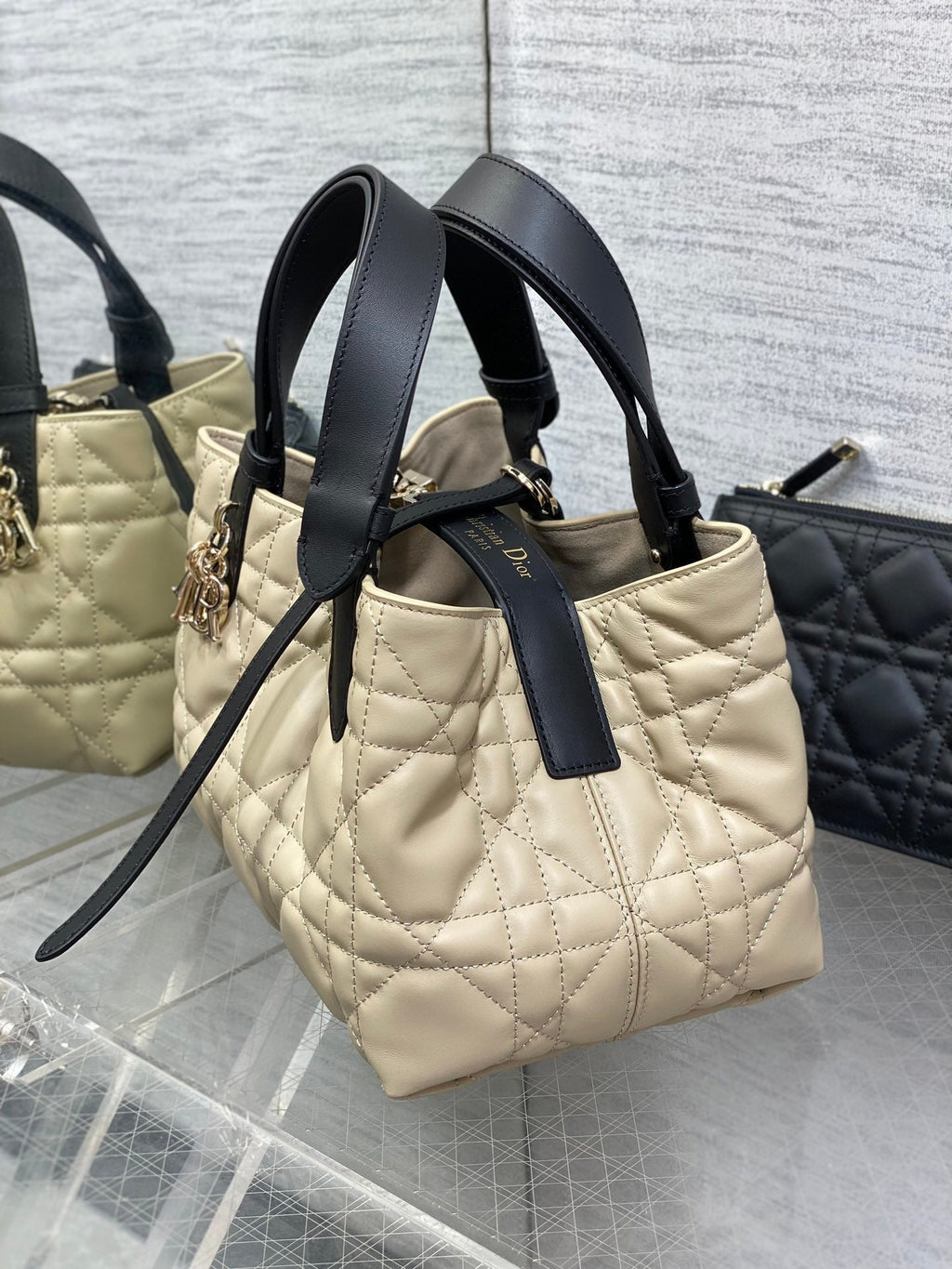 DIOR ALWAYS MINI 23 BAG IN IVORY TAN MACROCANNAGE CALFSKIN