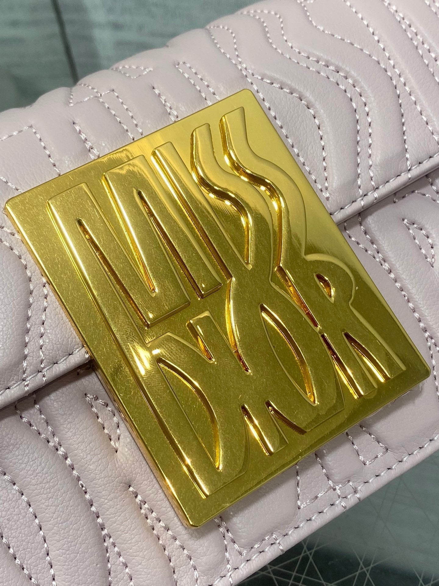 DIOR FLAP BAG 18 PALE PINK QUILTED ALLOVER CALFSKIN