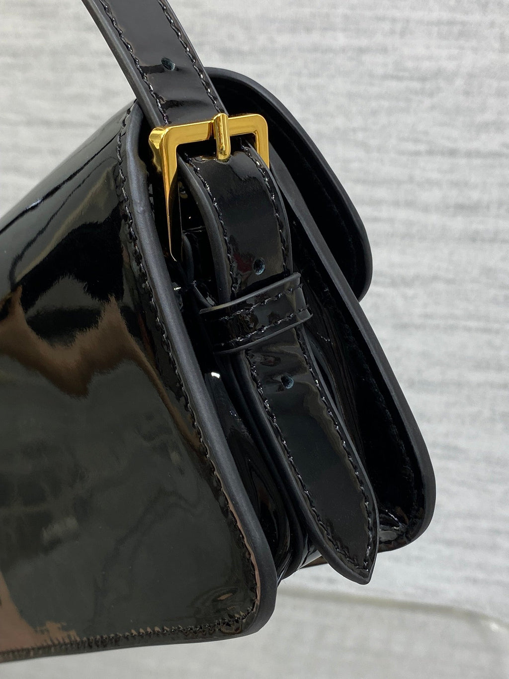 DIOR FLAP BAG 18 IN BLACK PATENT CALFSKIN
