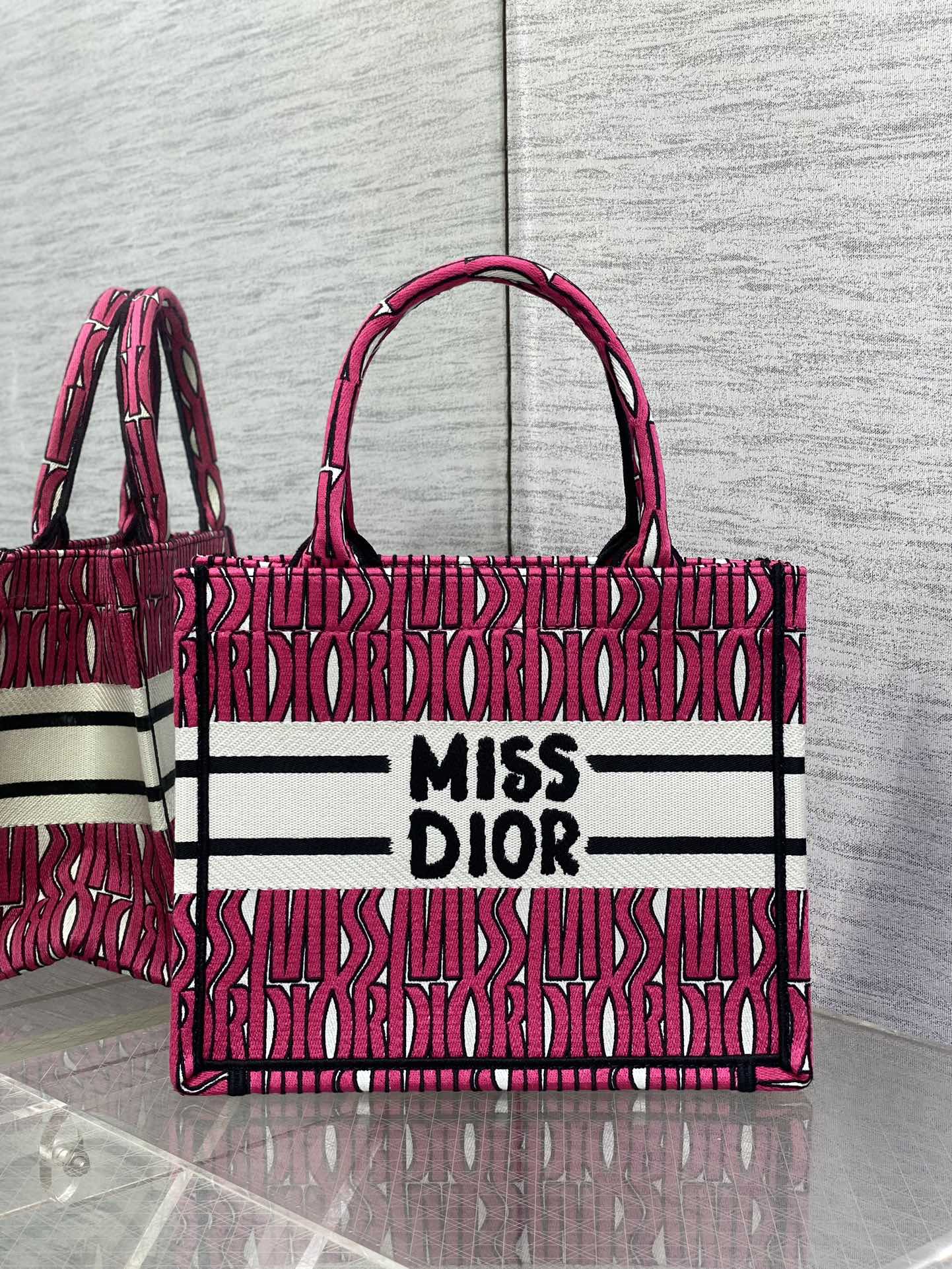 DIOR MISS TOTE 26 IN MAGENTA PURPLE CANVAS