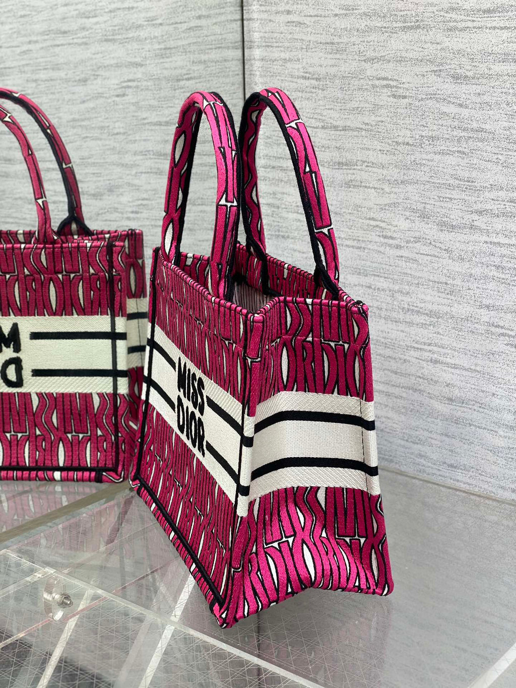 DIOR MISS TOTE 26 IN MAGENTA PURPLE CANVAS