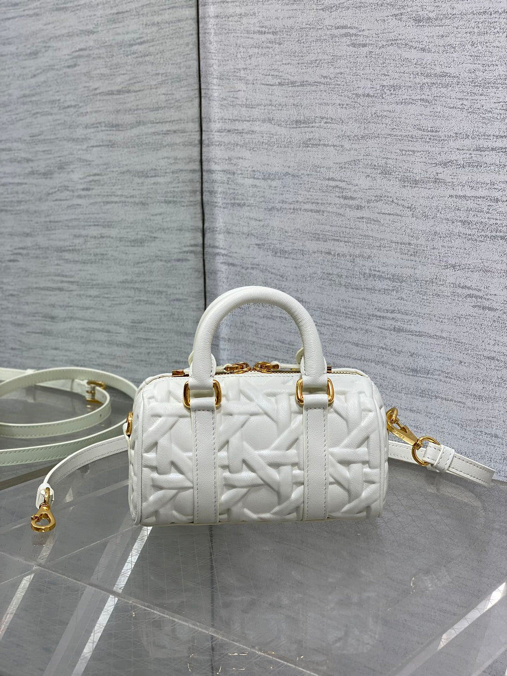 DIOR GROOVE 17 BAG IN WHITE MACROCANNAGE CALFSKIN WITH GOLD HARDWARE