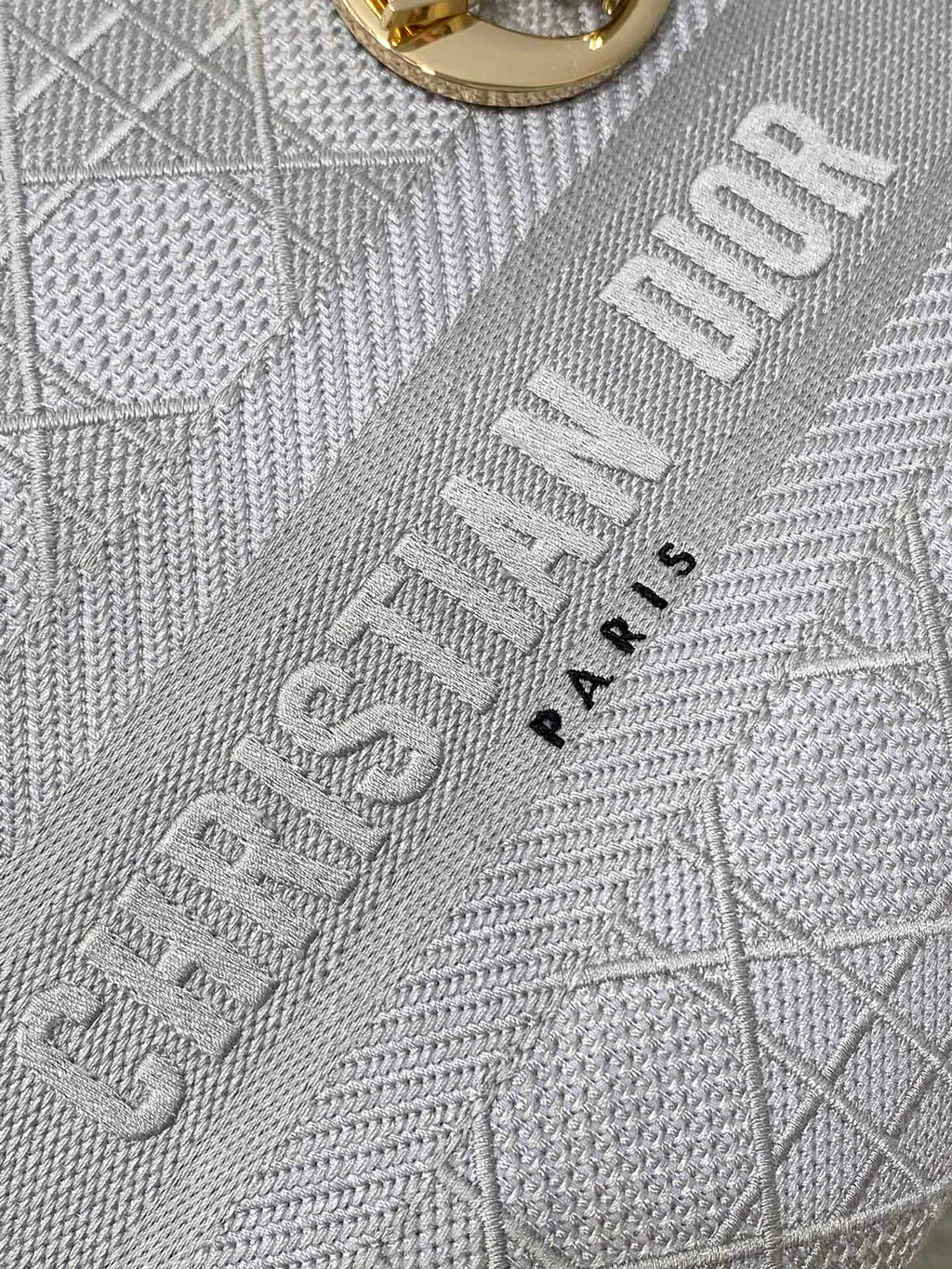 DIOR SMALL 24 LADY BAG IN PALE GRAY CANVAS