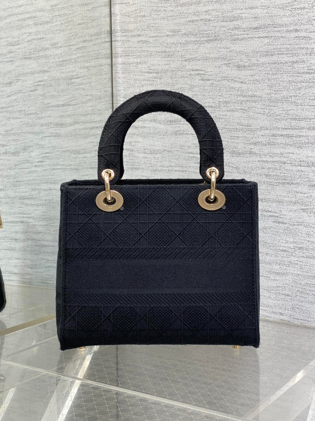 DIOR SMALL 24 LADY BAG IN BLACK CANVAS