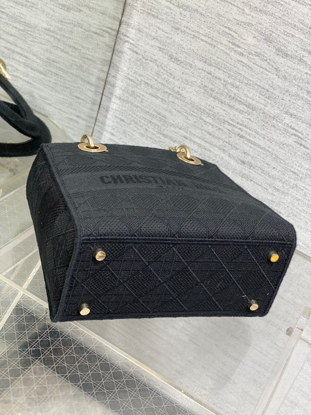 DIOR SMALL 24 LADY BAG IN BLACK CANVAS
