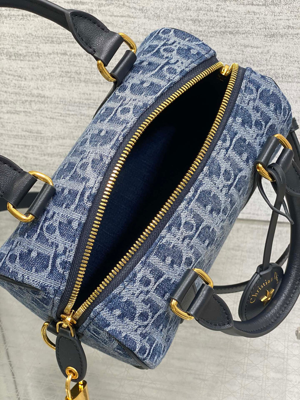 DIOR GROOVE 20 BAG IN DENIM BLUE OBLIQUE MONOGRAM JACQUARD