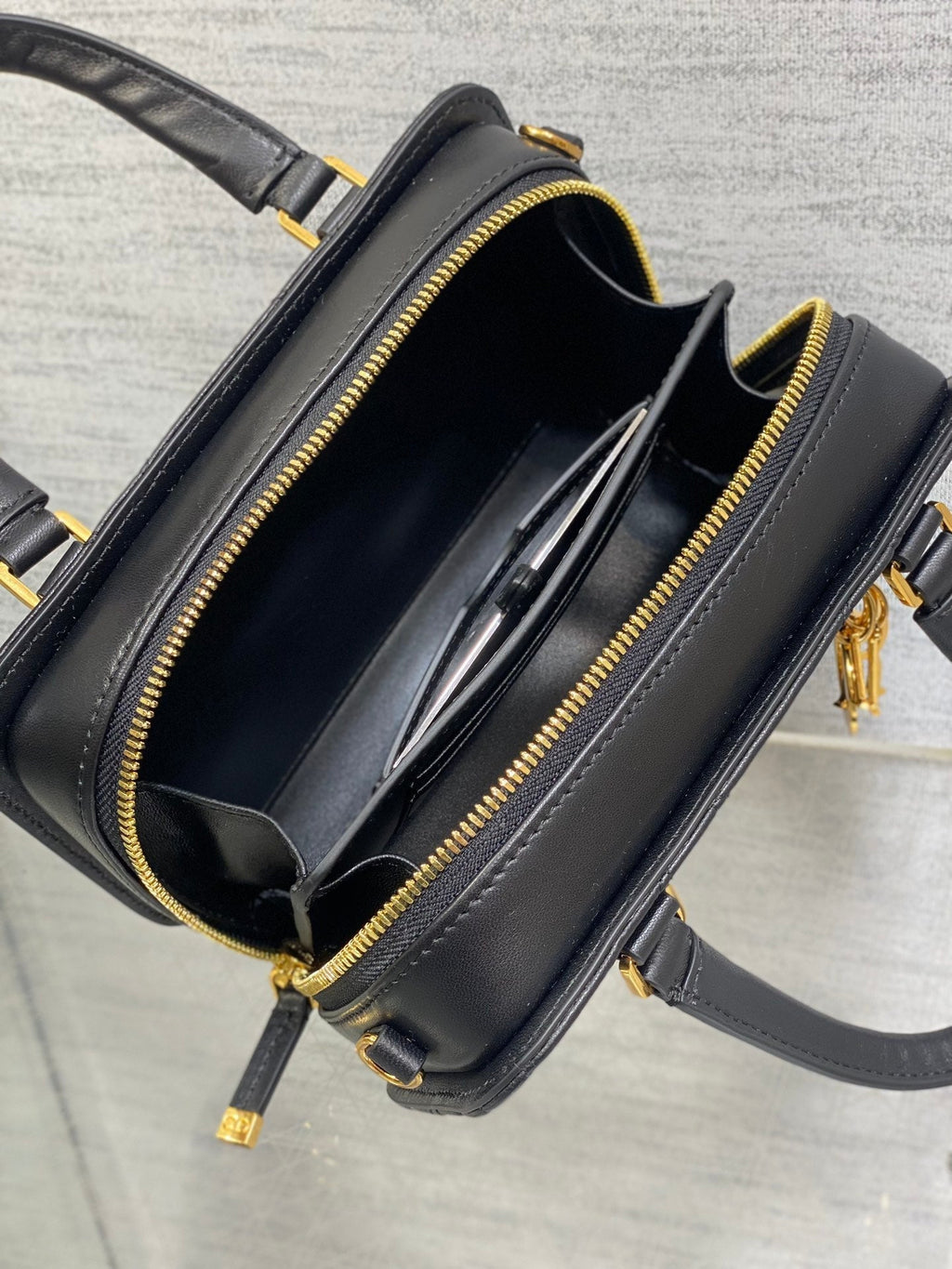 DIOR MINI GROOVE BAG 20 IN BLACK MACROCANNAGE LAMBSKIN 226487