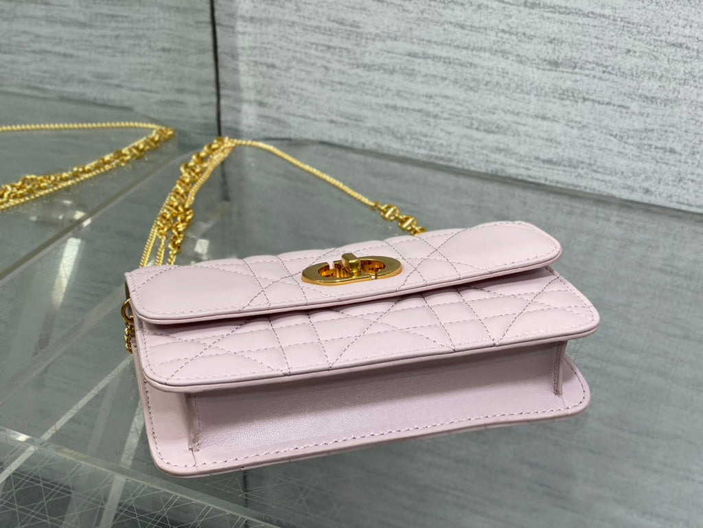 DIOR MONTAIGNE AVENUE MINI 19 BAG IN LIGHT PINK CALFSKIN WITH GOLD HARDWARE