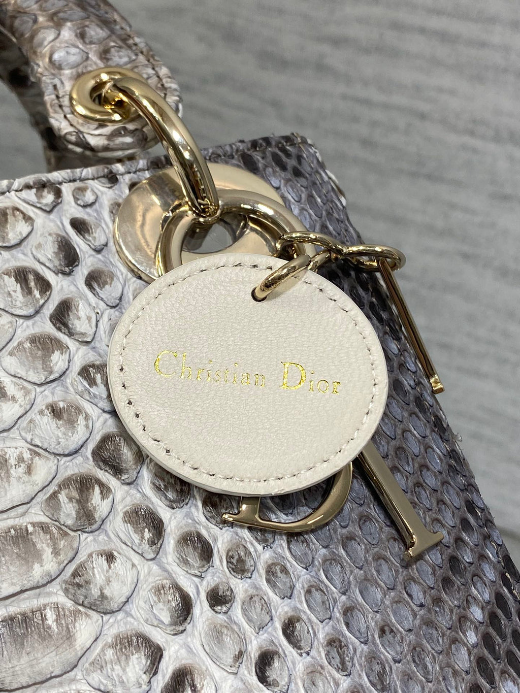 DIOR MINI 17 LADY BAG IN WHITE MIX BLACK SNAKESKIN PATTERN LAMBSKIN