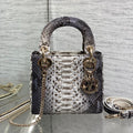 DIOR MINI 17 LADY BAG IN WHITE MIX BLACK SNAKESKIN PATTERN LAMBSKIN