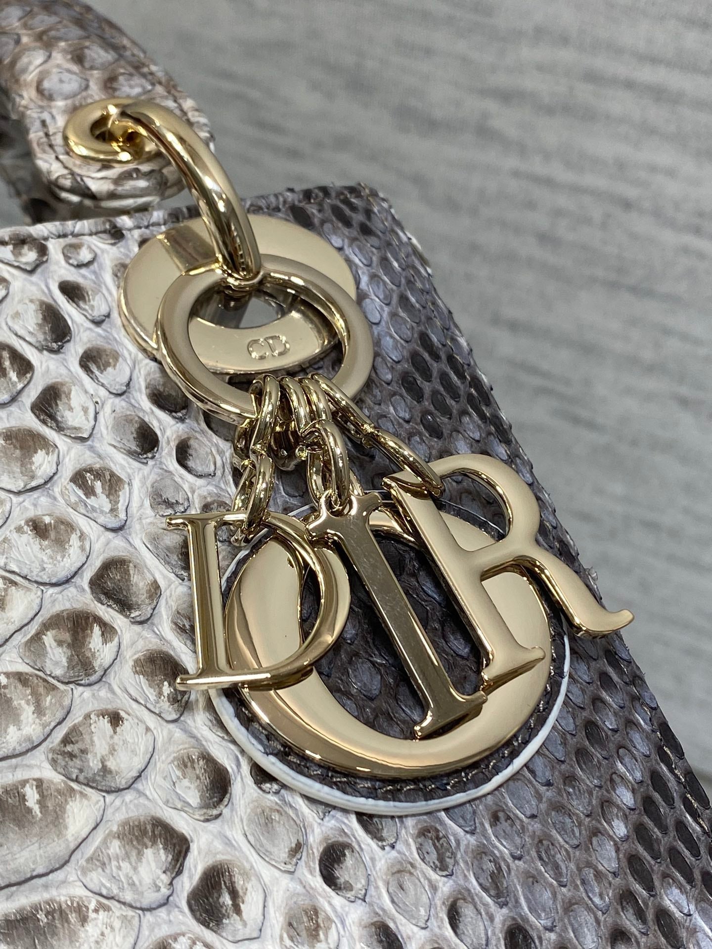 DIOR MINI 17 LADY BAG IN WHITE MIX BLACK SNAKESKIN PATTERN LAMBSKIN