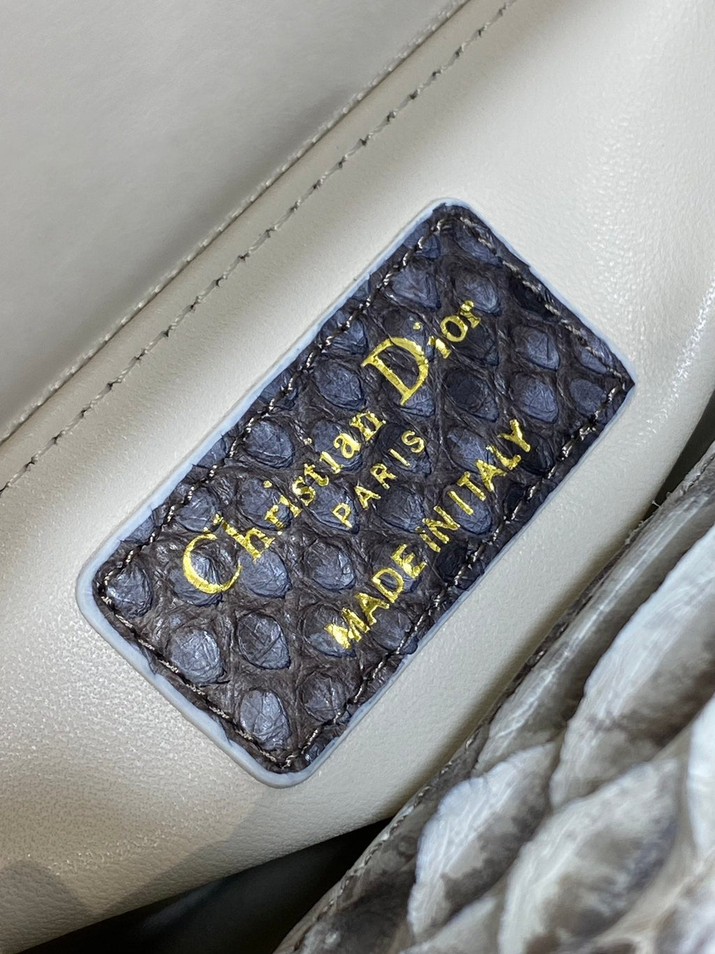 DIOR MINI 17 LADY BAG IN WHITE MIX BLACK SNAKESKIN PATTERN LAMBSKIN