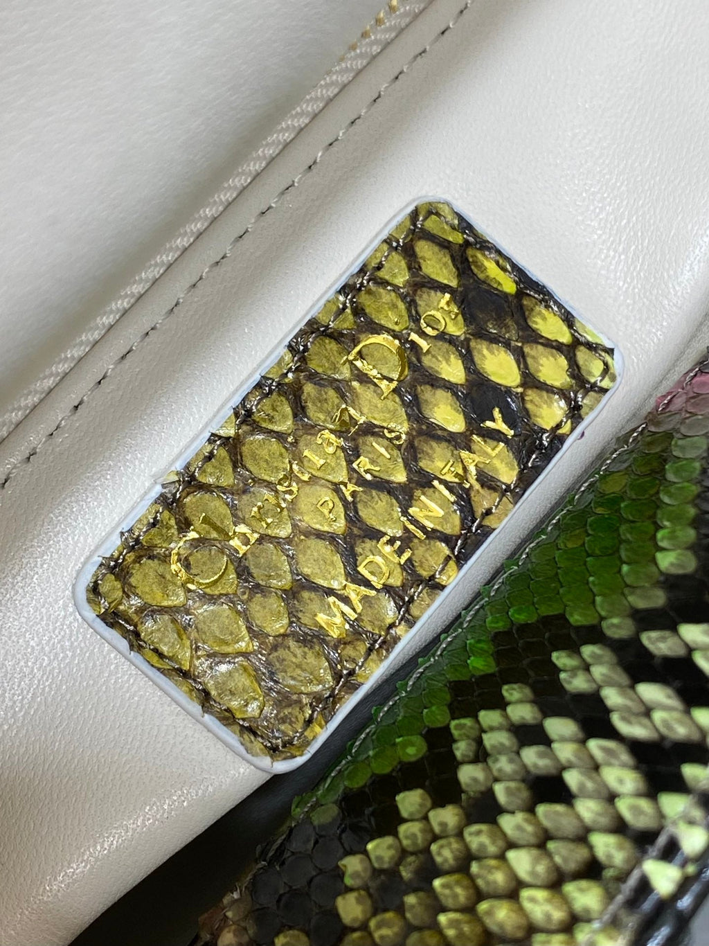 DIOR MINI 17 LADY BAG IN COLORFUL SNAKESKIN PATTERN LAMBSKIN 225975