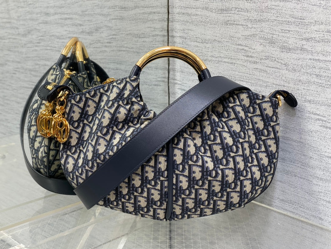DIOR WALK IN PURSE 36 BAG BLUE OBLIQUE JACQUARD