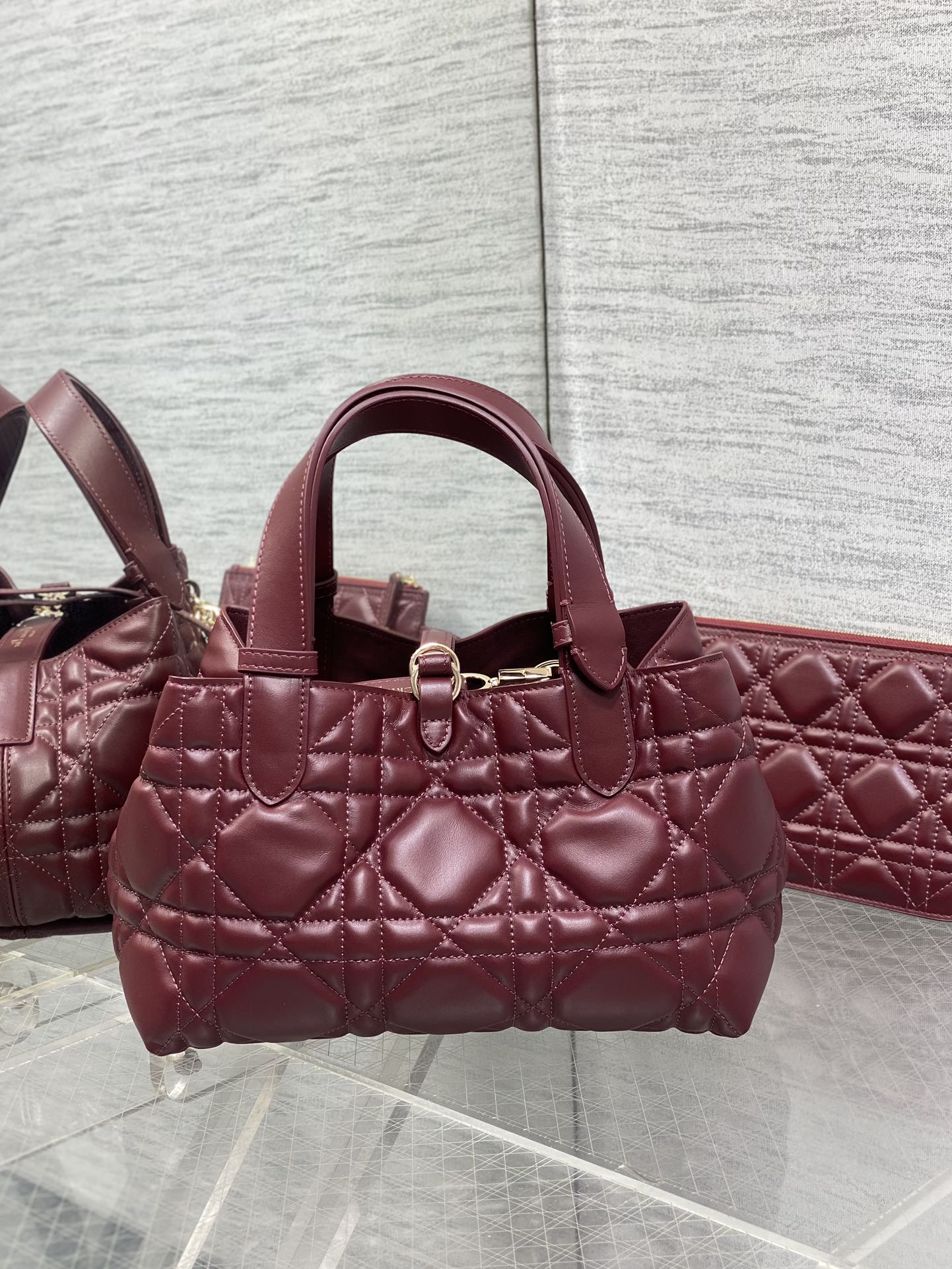 DIOR ALWAYS MINI 23 BAG IN BURGUNDY RED MACROCANNAGE CALFSKIN
