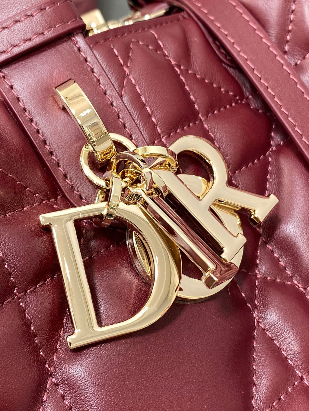 DIOR ALWAYS MEDIUM 28 BAG IN BURGUNDY RED MACROCANNAGE CALFSKIN
