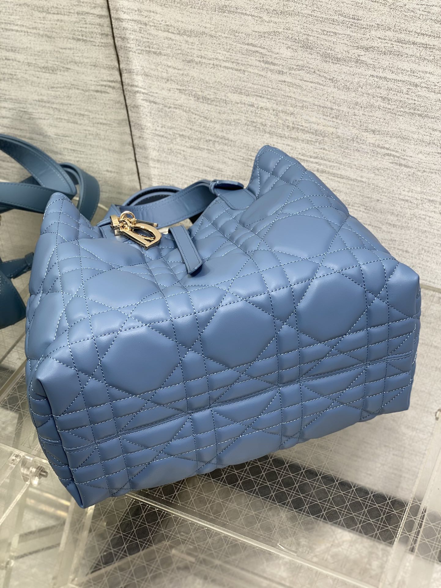 DIOR ALWAYS MEDIUM 28 BAG IN AZURE BLUE MACROCANNAGE CALFSKIN