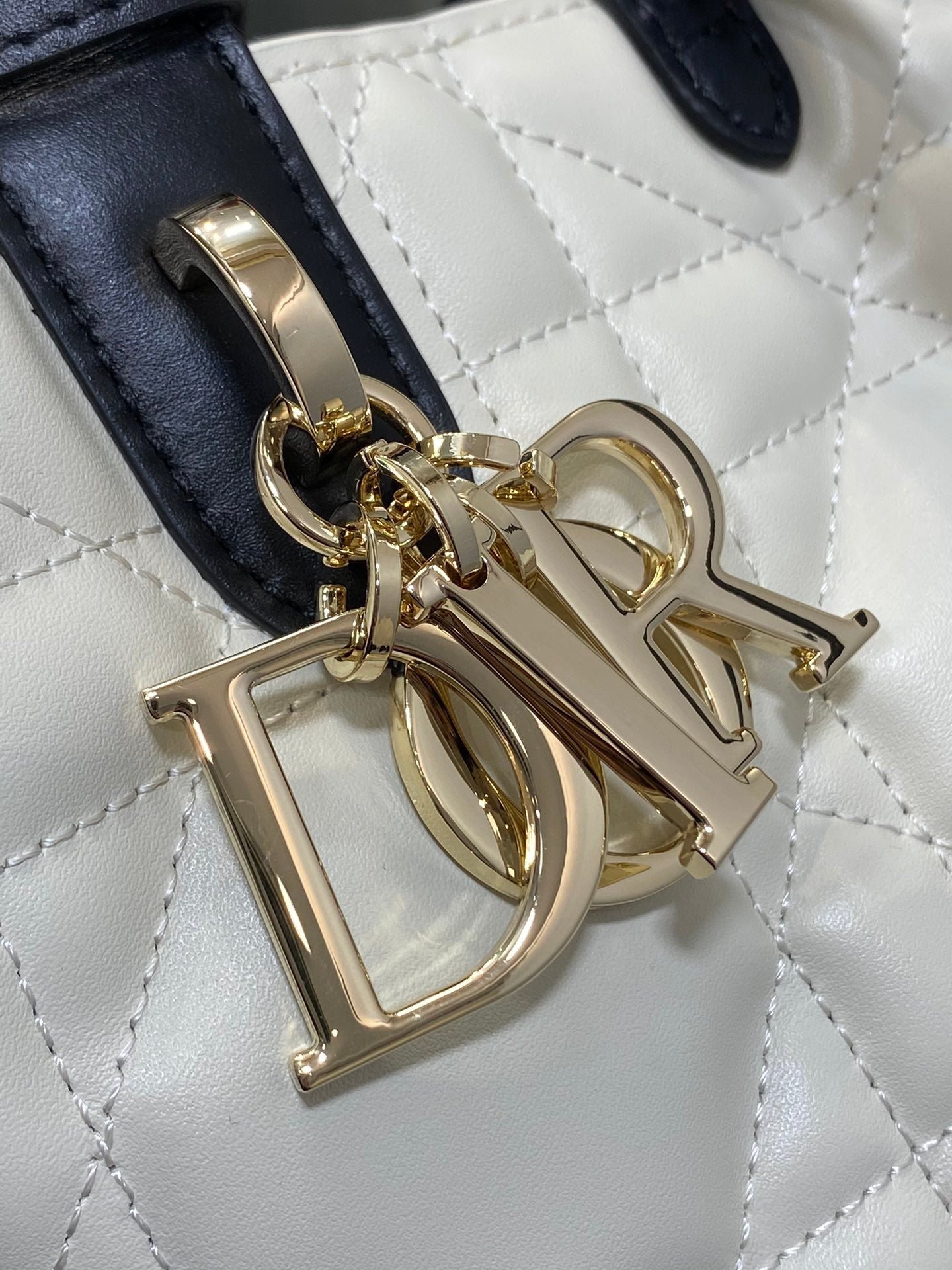 DIOR ALWAYS MINI 28 BAG IN WHITE MIX BLACK MACROCANNAGE CALFSKIN