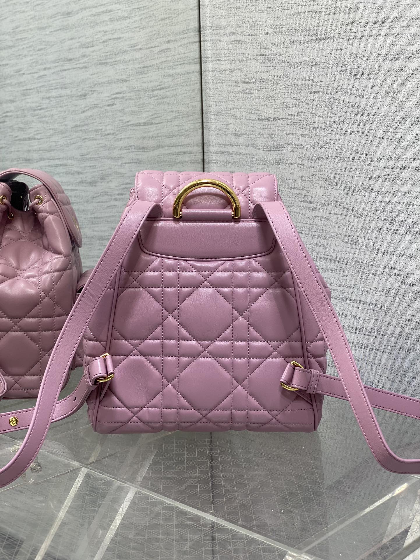 DIOR MEDIUM 25 CARO BACKPACK FLAMINGO PINK MACROCANNAGE LAMBSKIN