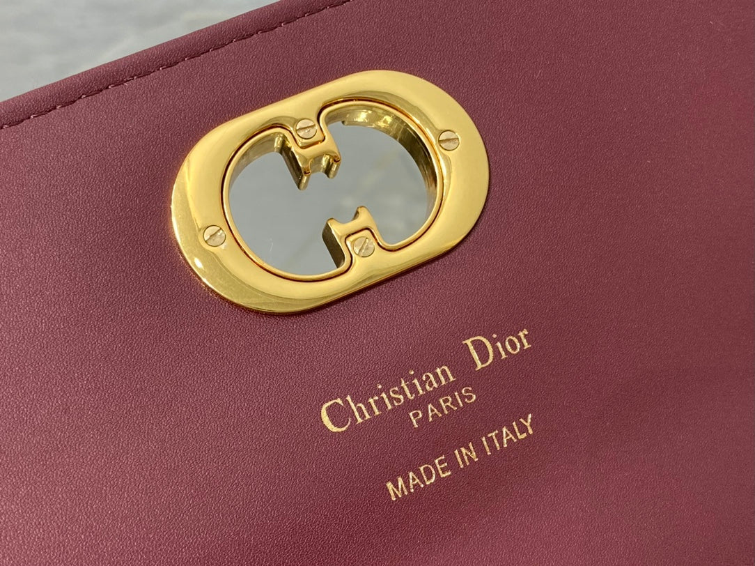 DIOR MISS CARO TOP HANDLE POUCH 24 IN TERRACOTTA RED MACROCANNAGE LAMBSKIN