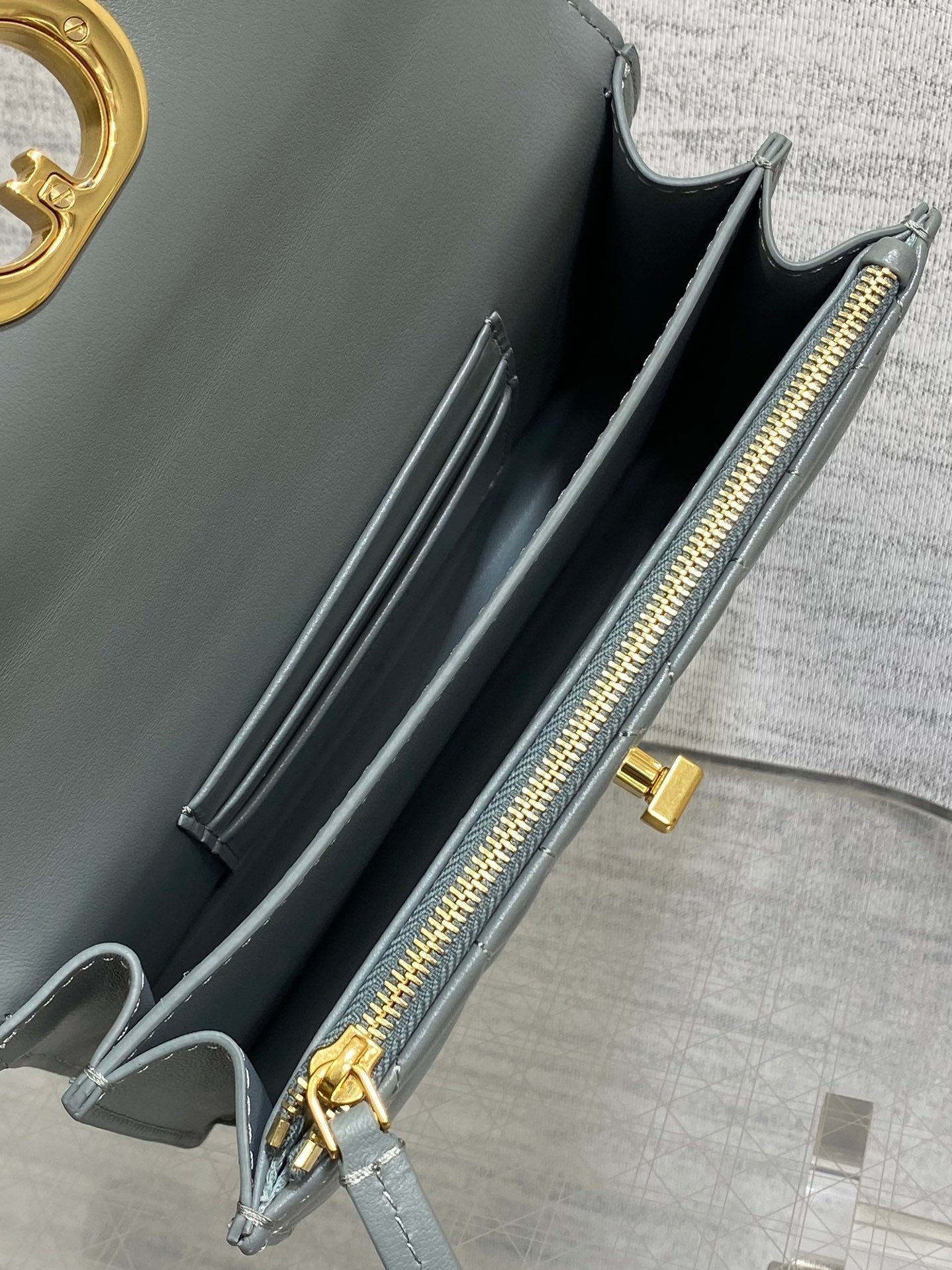 DIOR MISS CARO MINI BAG 17 IN OSLO GREY MACROCANNAGE LAMBSKIN