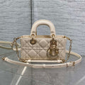 DIOR 25S MICRO LADY D-JOY 16 IN BEIGE LAMBSKIN GOLD HARDWARE