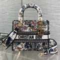 DIOR 25S SMALL LADY D-LITE BAG 24 IN MULTICOLOR  FLOWERS CALENDAR ALLOVER EMBROIDERY