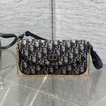 DIOR 25S 30 MONTAIGNE AVENUE BAG 23 IN BLUE CANVAS  OBLIQUE JACQUARD