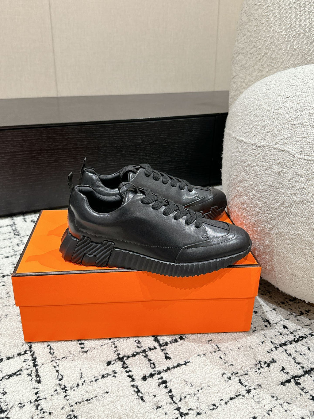HERMES BOUNCING SNEAKER IN FULL BLACK CALFSKIN