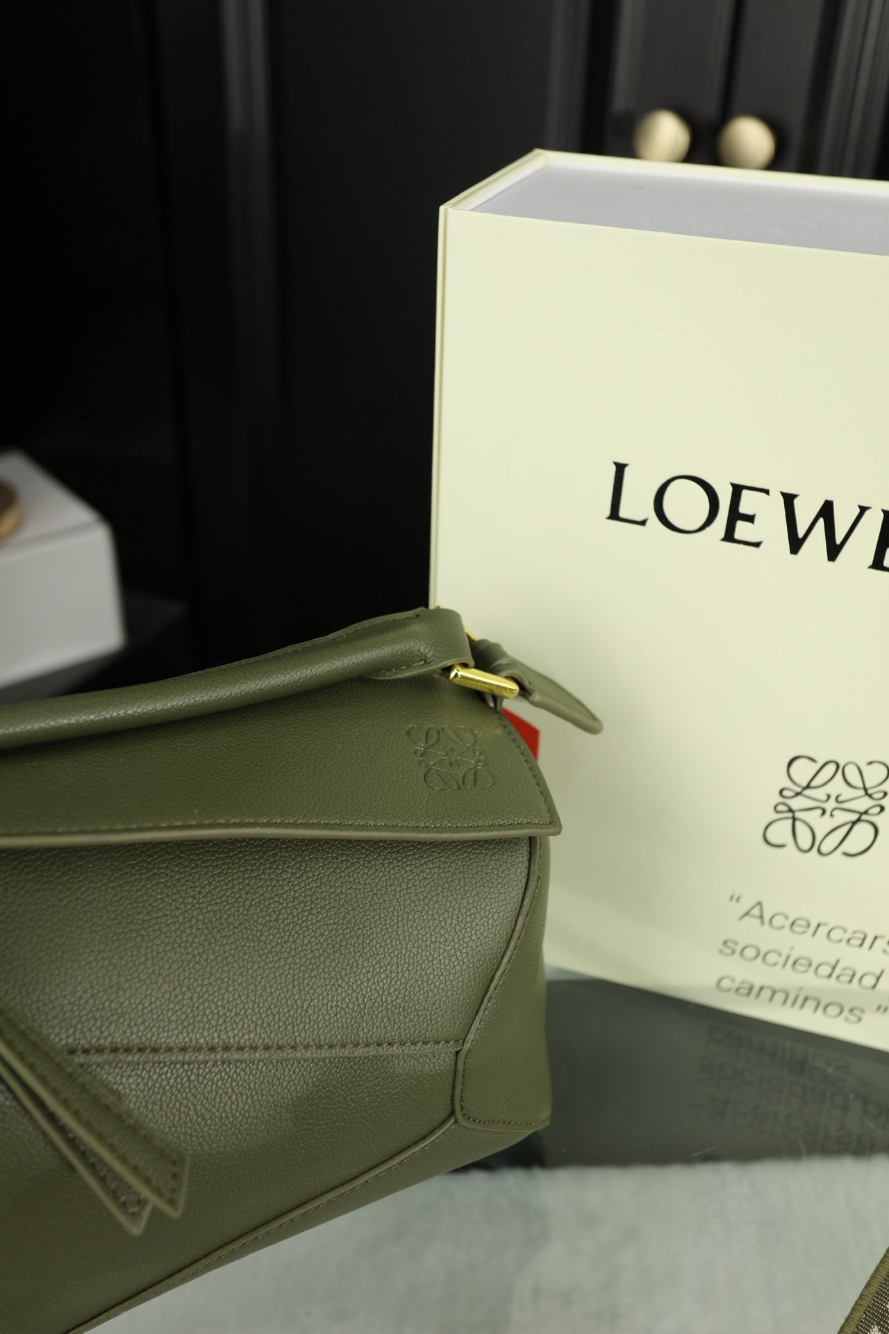 LOE MINI PUZZLE 23 BAG IN DARK OLIVE GREEN CALFSKIN - NO FABRIC STRAP
