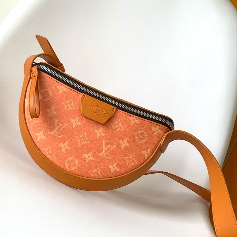 LOUIS VUITTON LV 25S MOON CROSSBODY BAG 24 IN ORANGE MONOGRAM CANVAS AND CALFSKIN