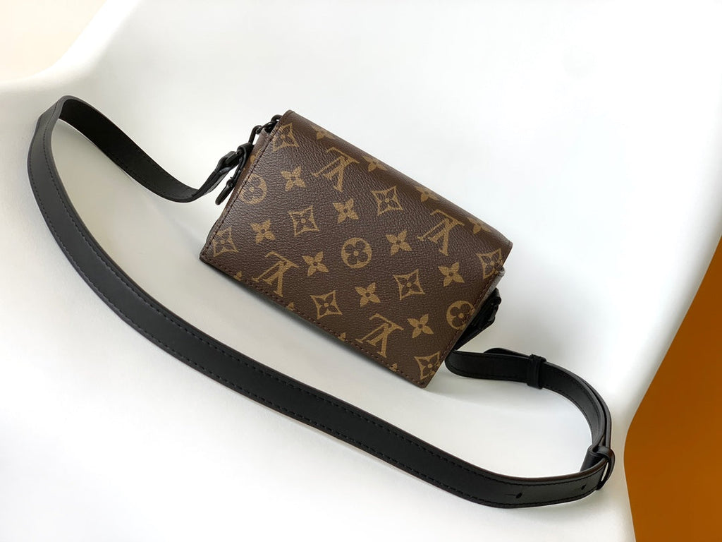 LOUIS VUITTON LV 25S STEAMER BAG 18 IN BROWN MONOGRAM MACASSAR CANVAS AND CALFSKIN