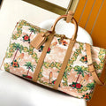 LOUIS VUITTON KEEPALL BANDOULIÈRE 50 IN SAND TROPICAL MOTIFS MONOGRAM SURFIN CANVAS