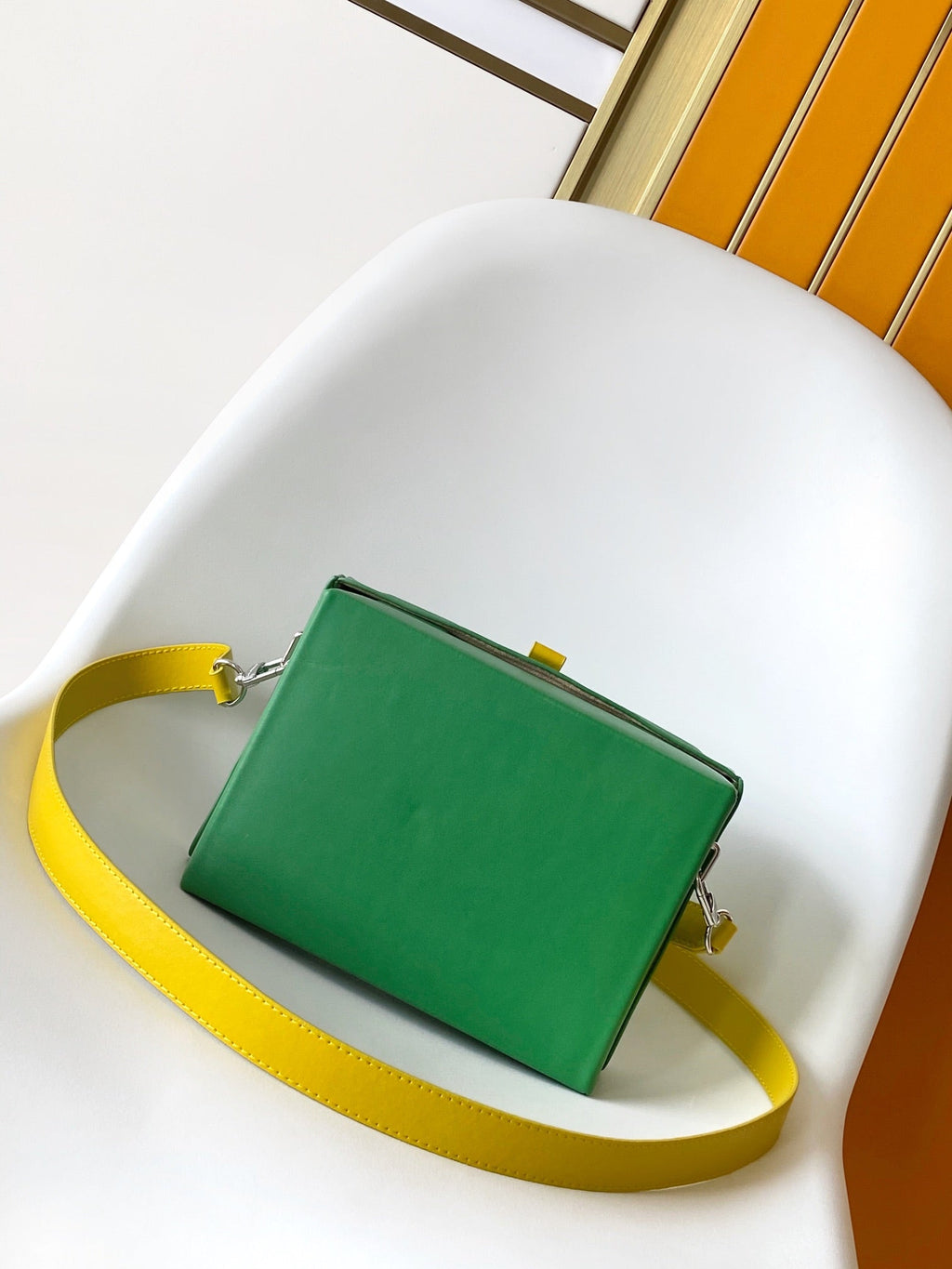 LOUIS VUITTON SHOPPER BAG 23 IN GREEN YELLOW CALFSKIN EMBROIDERED LOGO