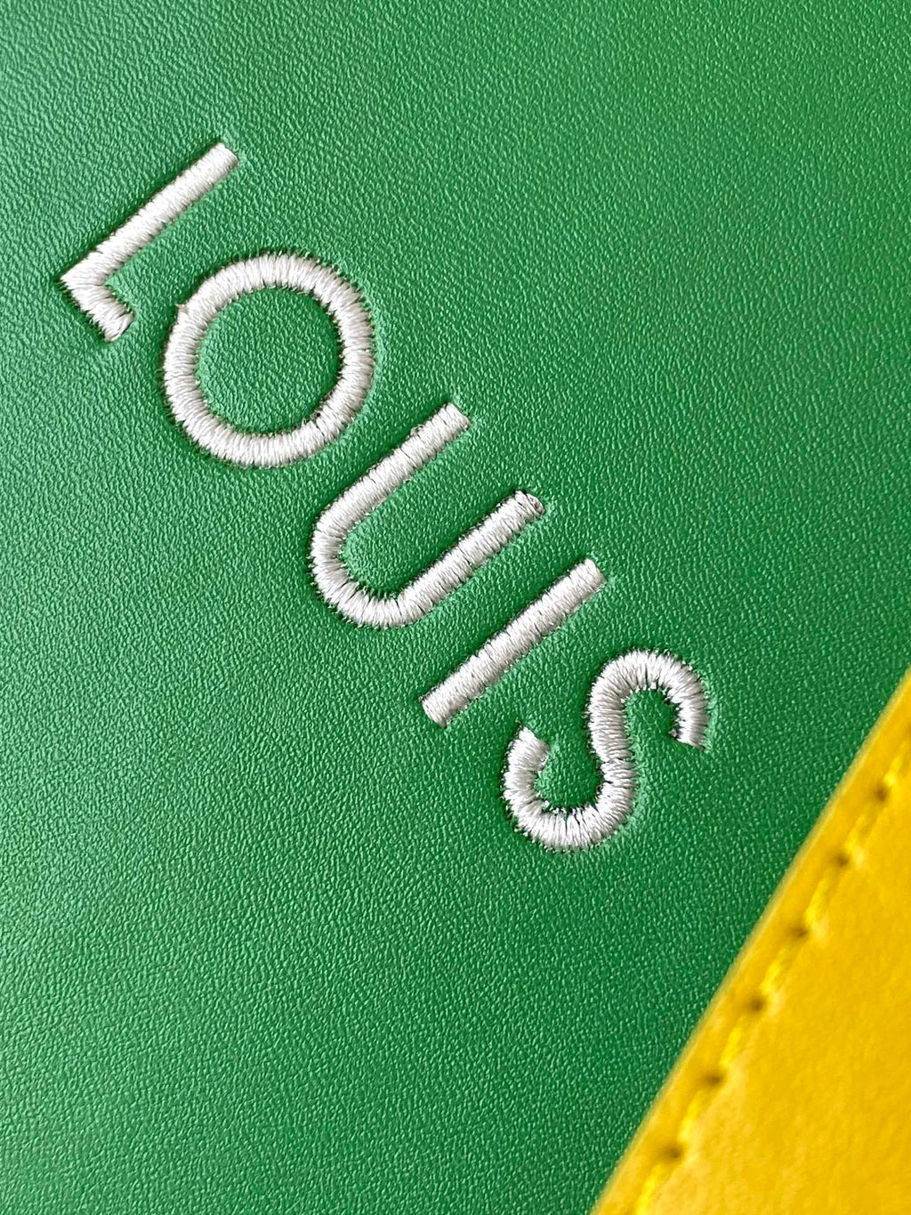 LOUIS VUITTON SHOPPER BAG 23 IN GREEN YELLOW CALFSKIN EMBROIDERED LOGO
