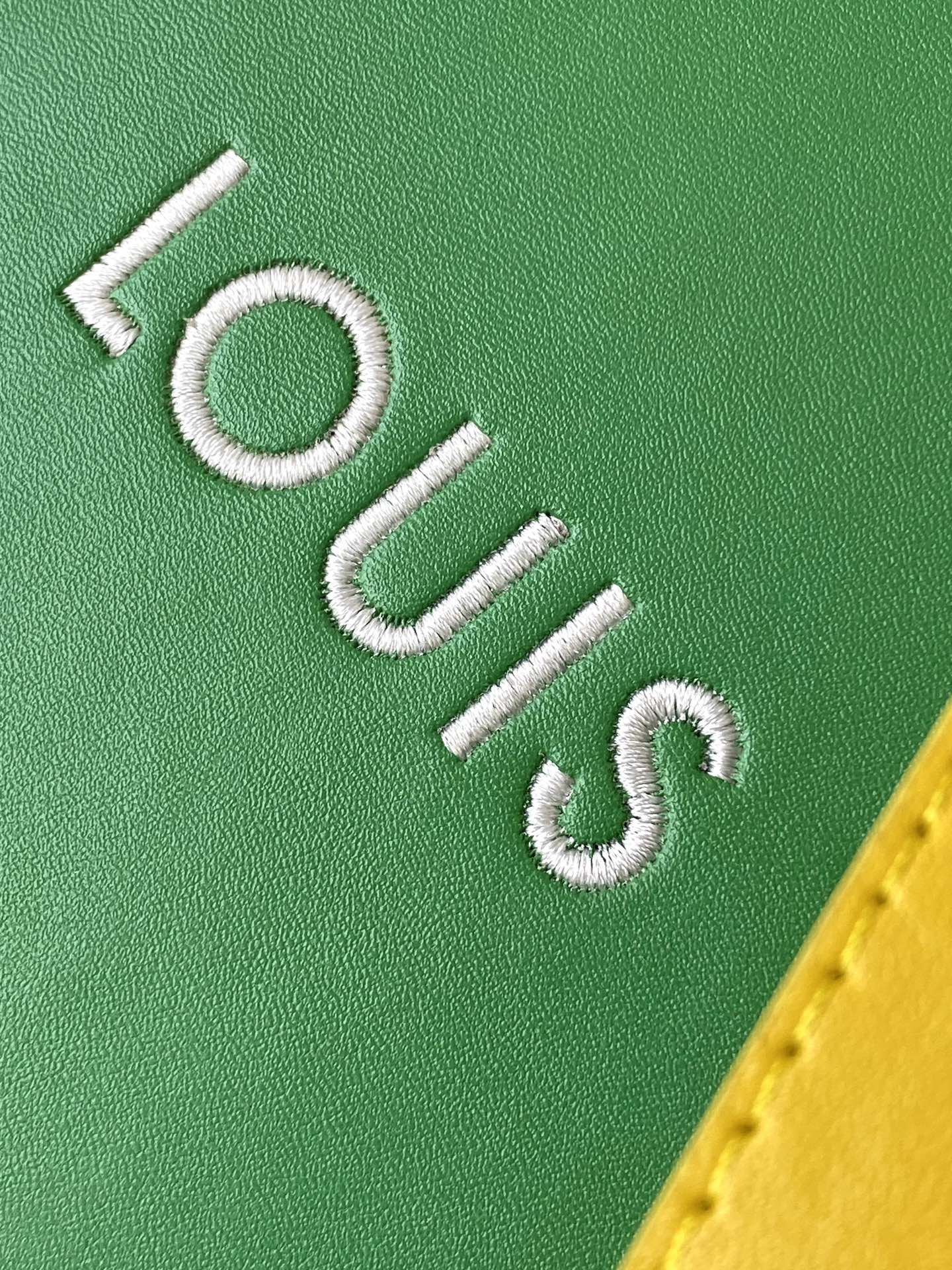LOUIS VUITTON SHOPPER BAG 23 IN GREEN YELLOW CALFSKIN EMBROIDERED LOGO