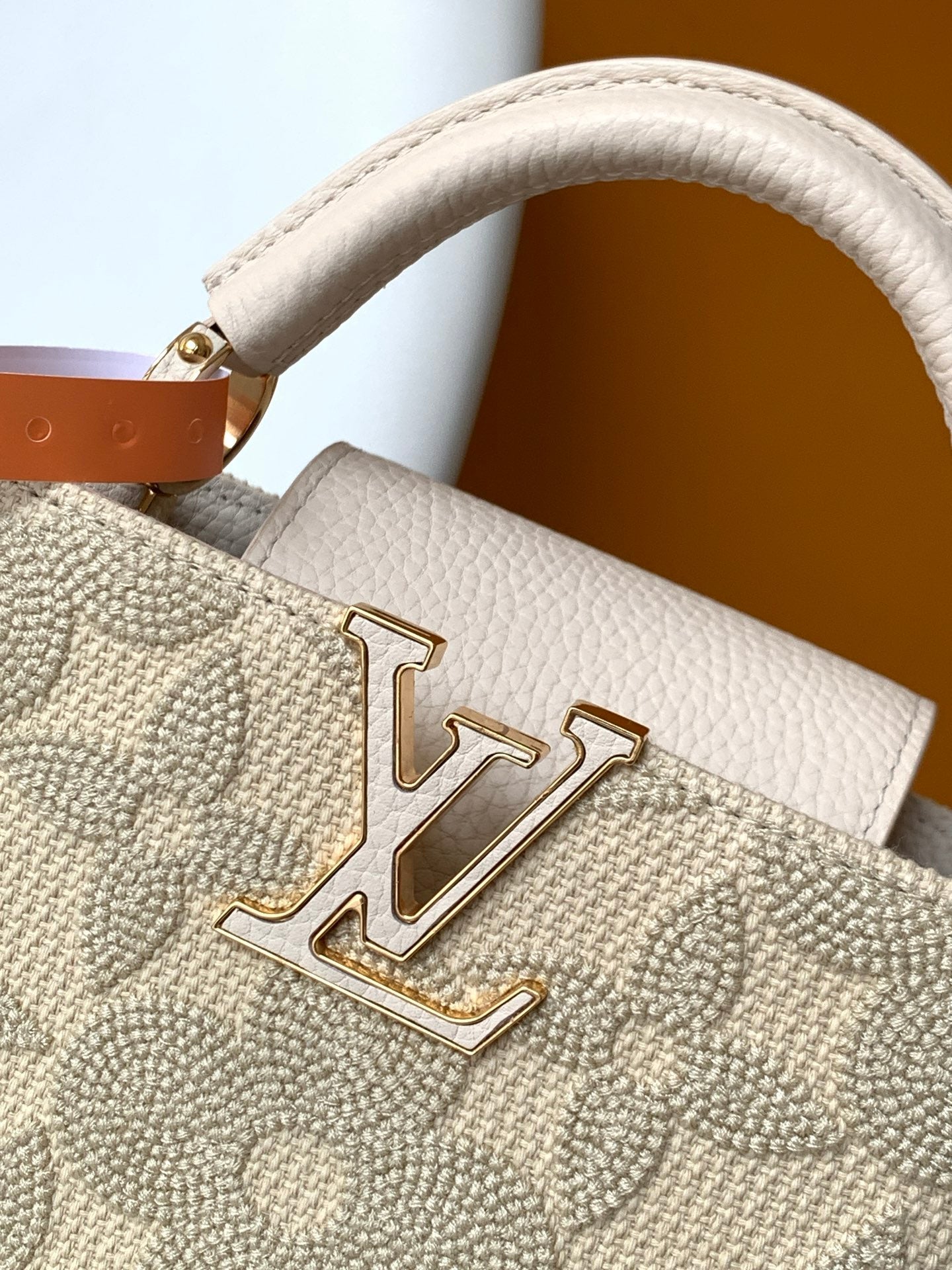 LOUIS VUITTON LV 25S CAPUCINES MINI BAG 21 IN VANILLA-COLORED EMBROIDERED CANVAS