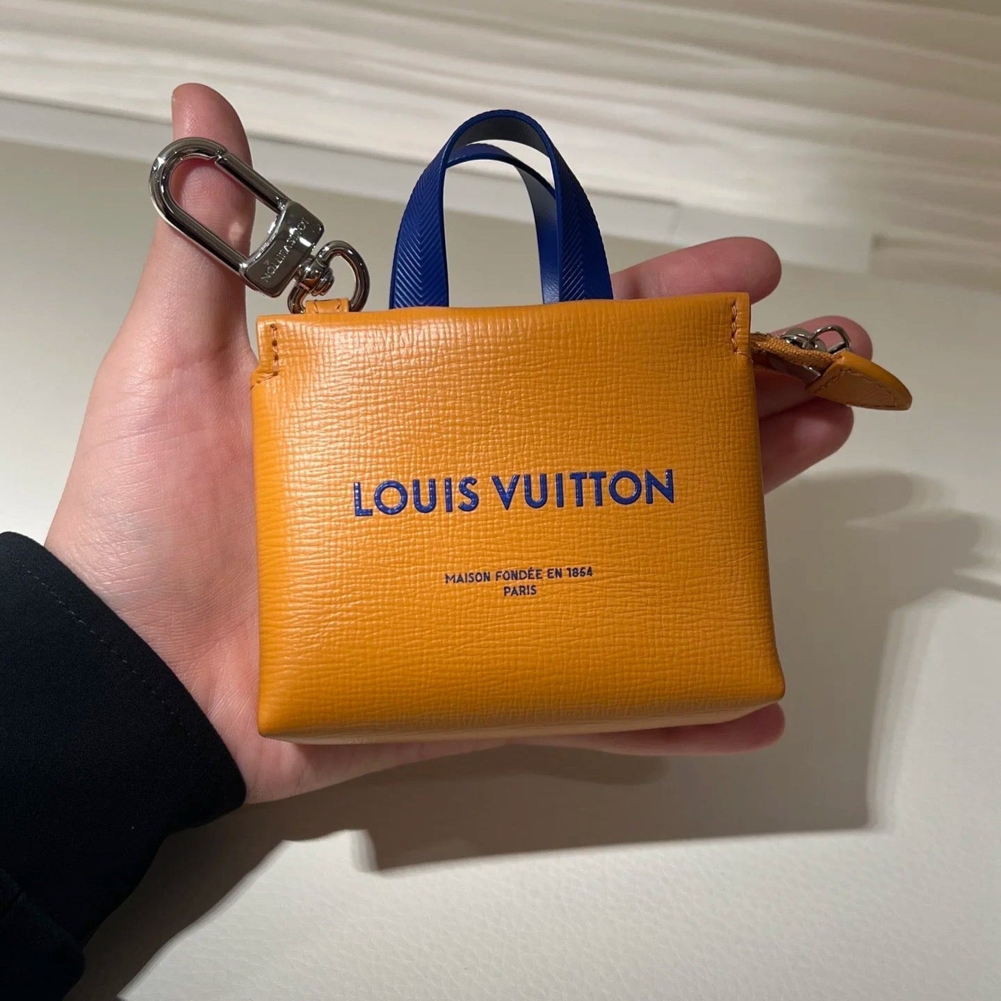 LOUIS VUITTON LV 25S MINI SHOPPER BAG CHARM IN BURNT ORANGE CALFSKIN