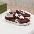GUCCI SNEAKER WITH INTERLOCKING G IN GARNET RED SUEDE AND MESH