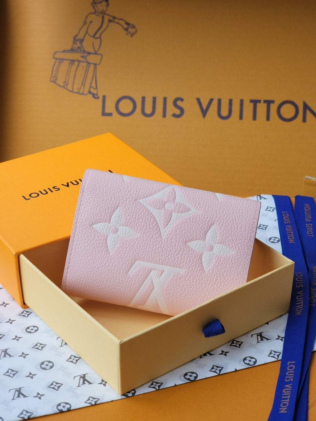 LOUIS VUITTON VICTORINE WALLET 12 IN LIGHT PINK MONOGRAM EMPREINTE CALFSKIN