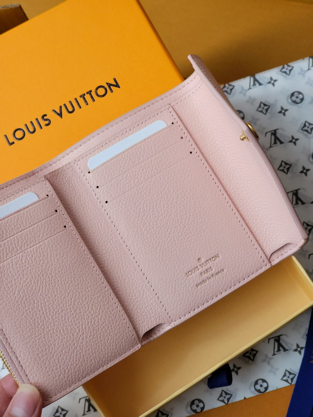 LOUIS VUITTON VICTORINE WALLET 12 IN LIGHT PINK MONOGRAM EMPREINTE CALFSKIN